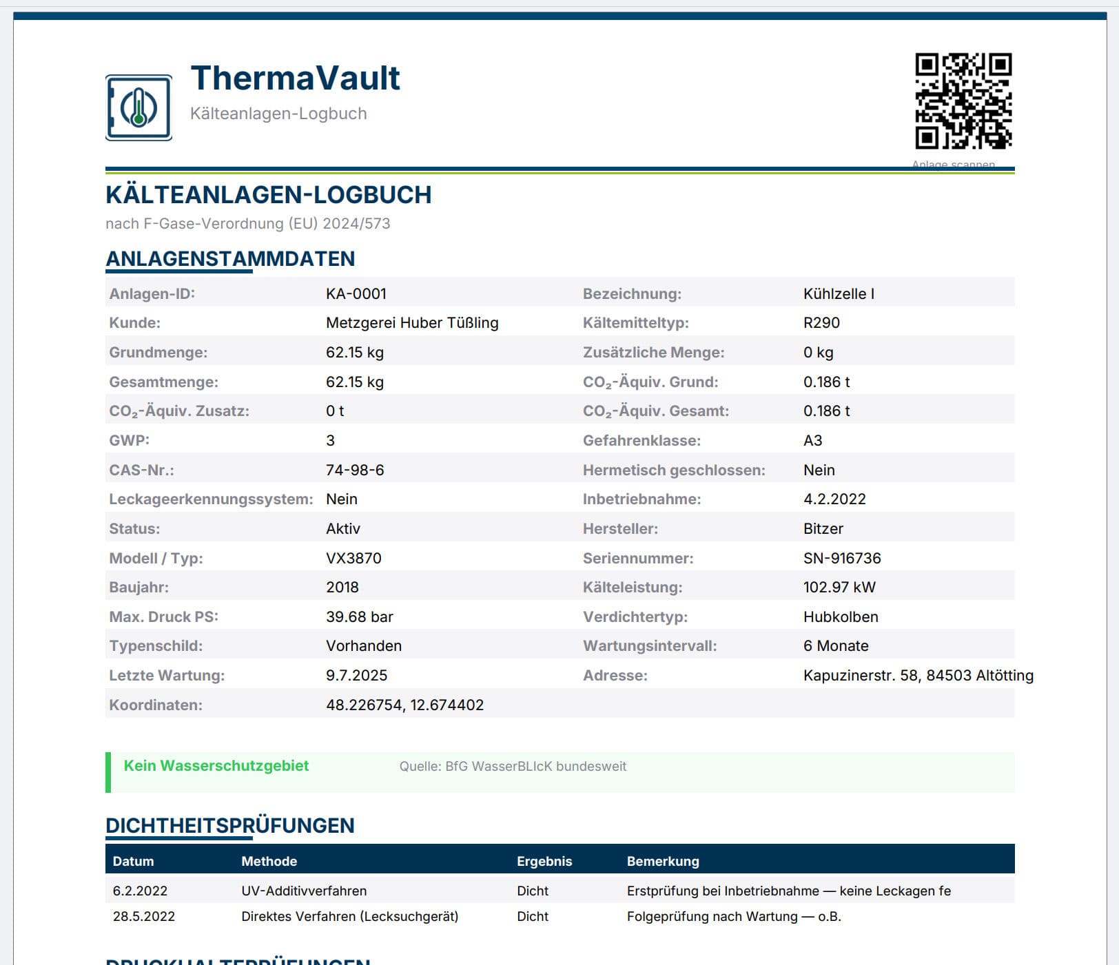 PDF-Export Kälteanlagen-Logbuch